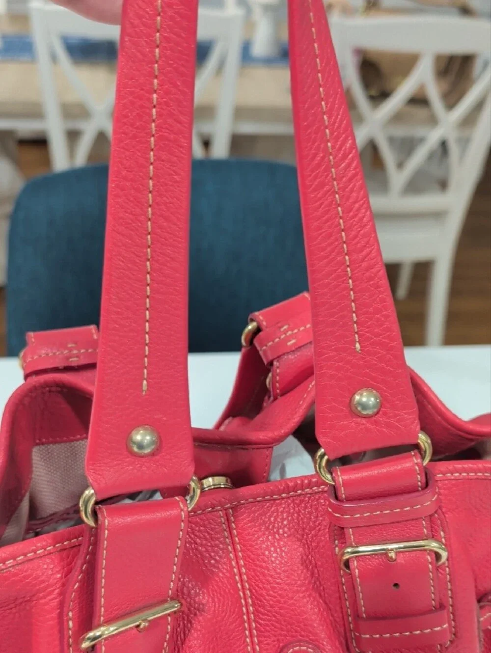 Dooney & Bourke Vintage Leather Shoulder Bag with Gold Hardware